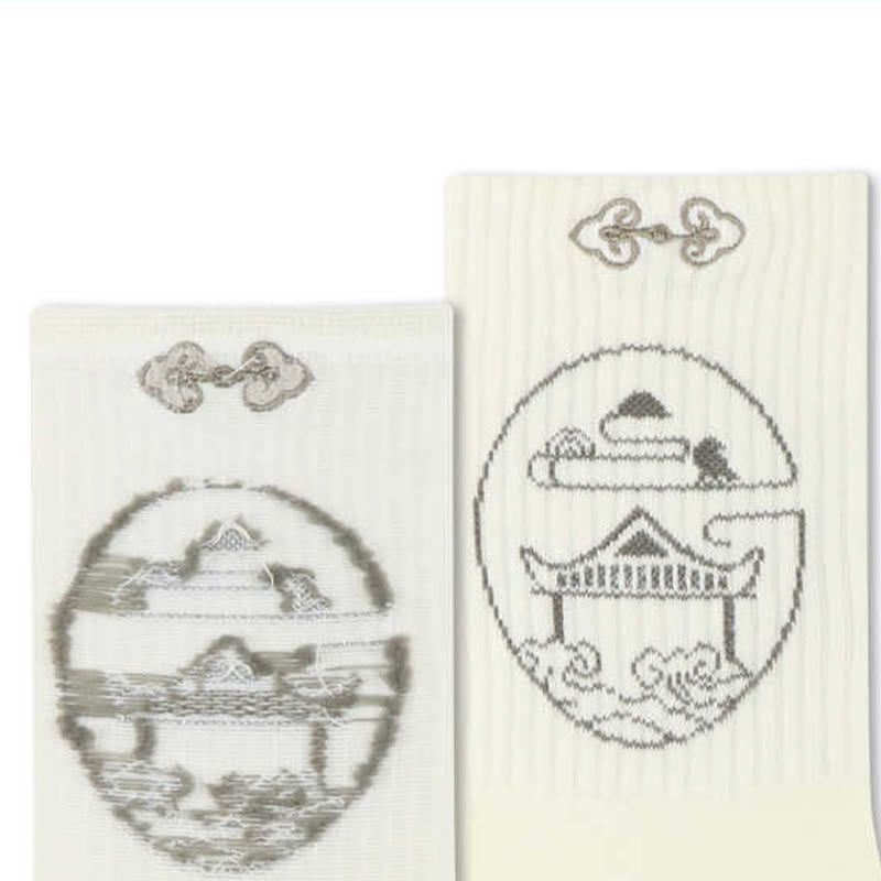 Buddha Stones Casual Lotus Pavilion Hirsch Friedlicher Charakter Schwalben Micro Crew Damensocken - image 3
