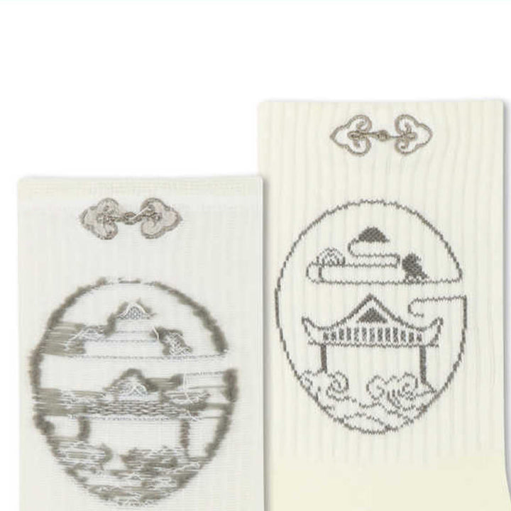 Buddha Stones Casual Lotus Pavilion Hirsch Friedlicher Charakter Schwalben Micro Crew Damensocken - image 3