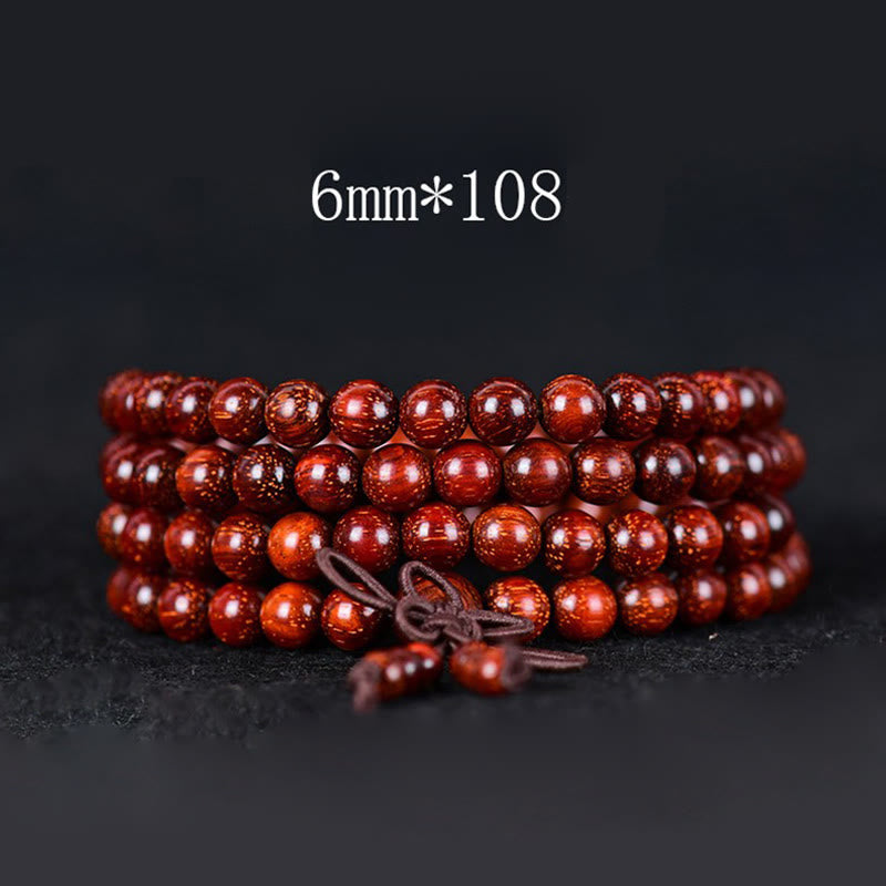 Buddha Stones Tibetisches kleines Blatt-Balance-Armband aus rotem Sandelholz - 6 mm * 108 - image 1