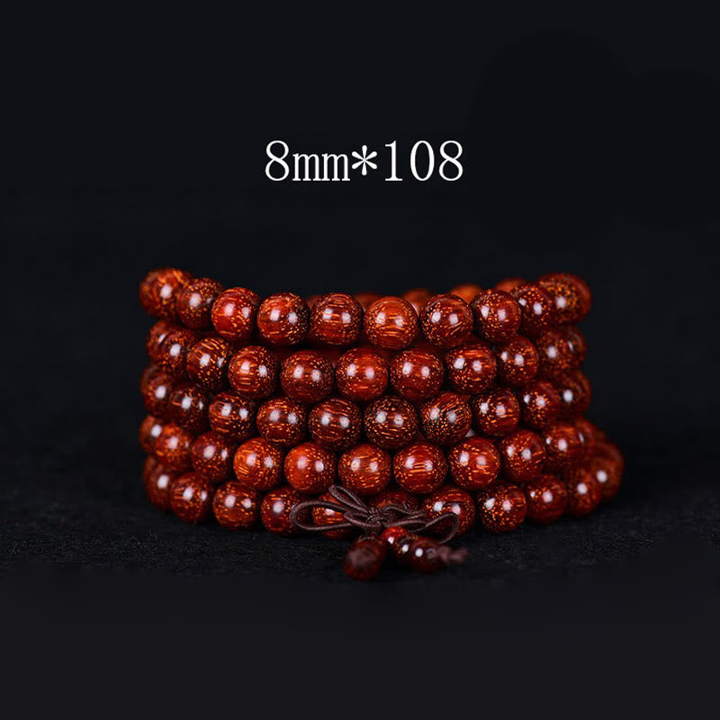 Buddha Stones Tibetisches kleines Blatt-Balance-Armband aus rotem Sandelholz - 8 mm * 108 - image 3