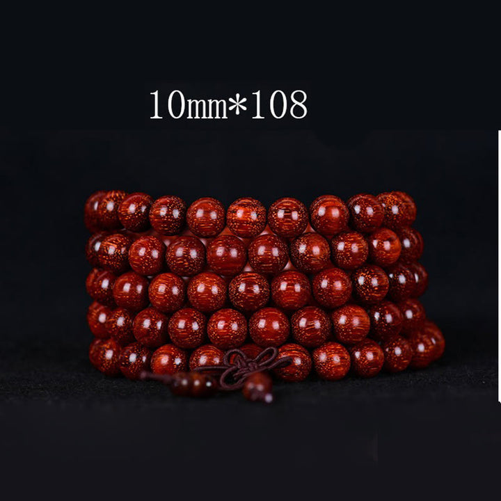 Buddha Stones Tibetisches kleines Blatt-Balance-Armband aus rotem Sandelholz - 10 mm * 108 - image 4