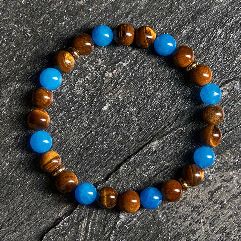 Buddha Stones Apatit Tigerauge Spacer Beads Motivationsarmband - Apatit und Tigerauge (Handgelenkumfang: 19–22 cm) - image 0