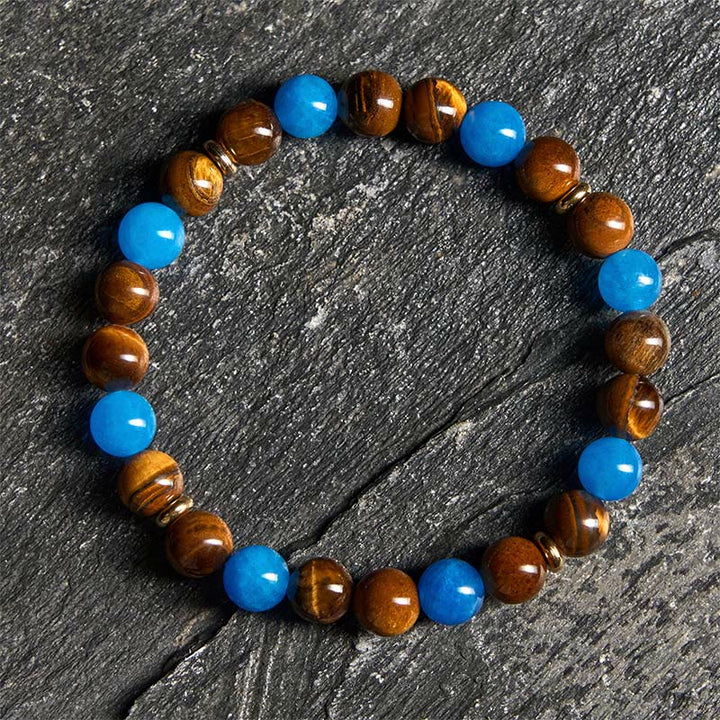 Buddha Stones Apatit Tigerauge Spacer Beads Motivationsarmband - Apatit und Tigerauge (Handgelenkumfang: 19–22 cm) - image 0