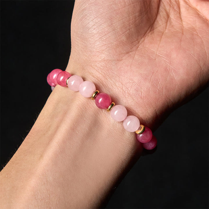 Buddha Stones Erdbeerquarz Rosa Kristallperlen Liebe Positives Armband - image 4