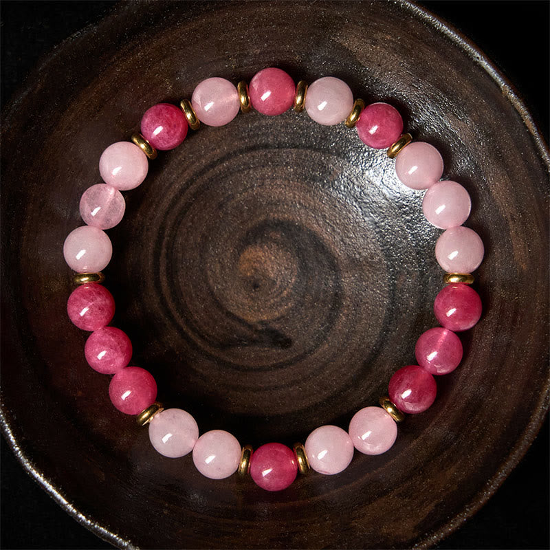 Buddha Stones Erdbeerquarz Rosa Kristallperlen Liebe Positives Armband - image 2