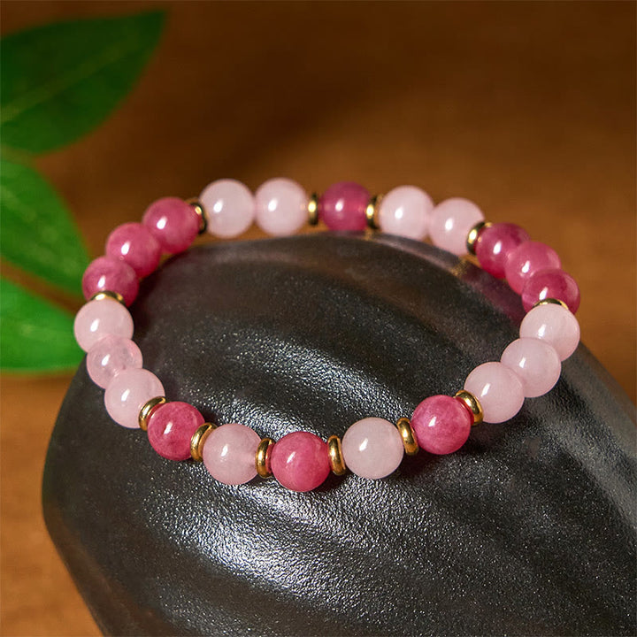 Buddha Stones Erdbeerquarz Rosa Kristallperlen Liebe Positives Armband - image 3