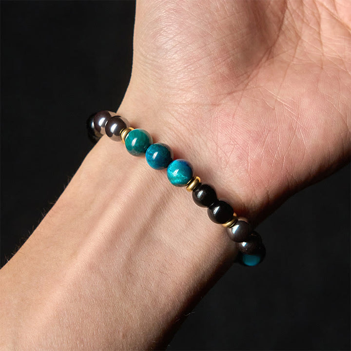 Buddha Stones Balance-Armband mit natürlichen blauen Tigeraugenperlen - image 4