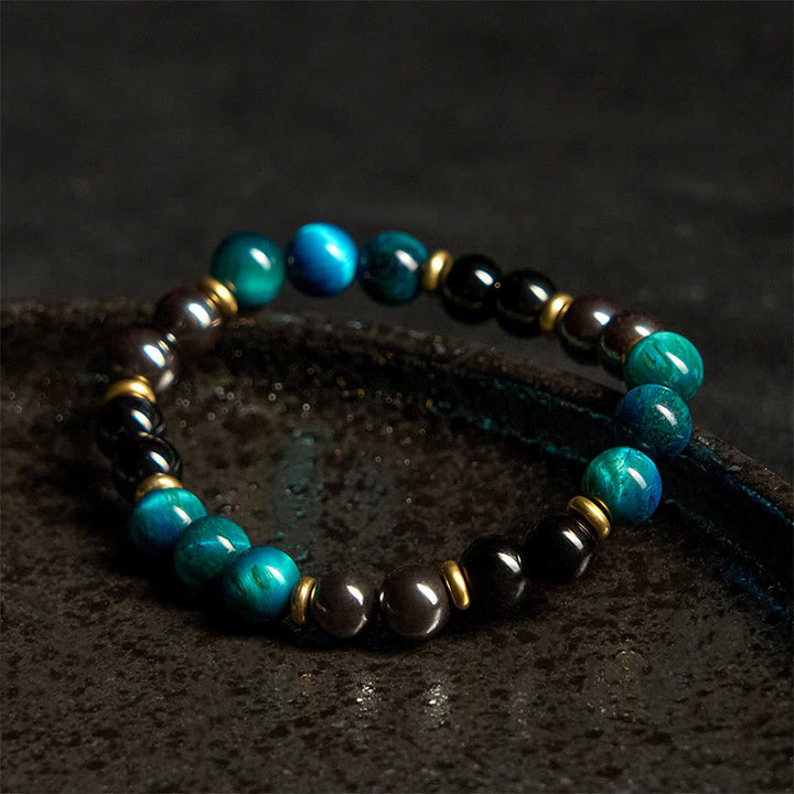 Buddha Stones Balance-Armband mit natürlichen blauen Tigeraugenperlen - image 3