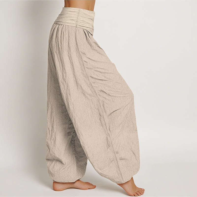 Buddha Stones Plain Lotus Om Muster Damen Haremshose aus Baumwolle mit elastischer Taille - image 16