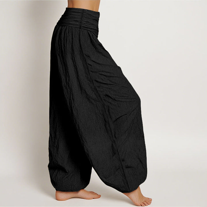 Buddha Stones Lotus Unalome Symbol Muster Damen Haremshose aus reiner Baumwolle mit elastischer Taille - image 7