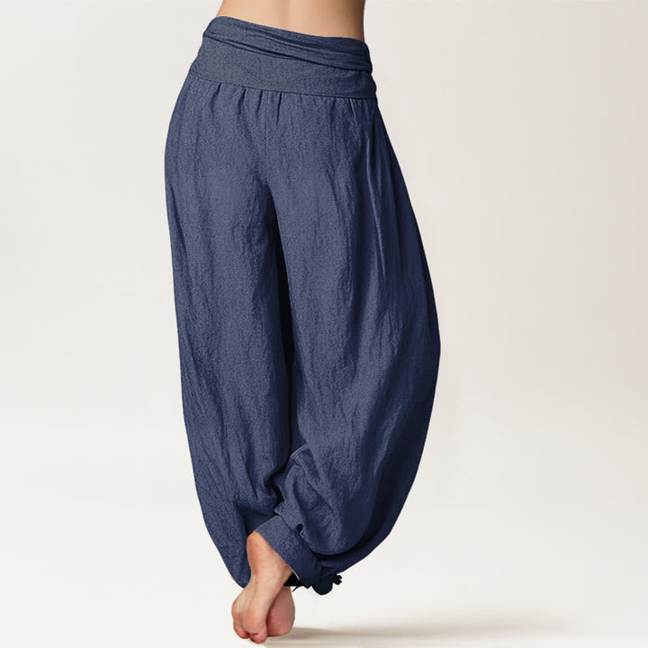 Buddha Stones Lotus Unalome Symbol Muster Damen Haremshose aus reiner Baumwolle mit elastischer Taille - image 9
