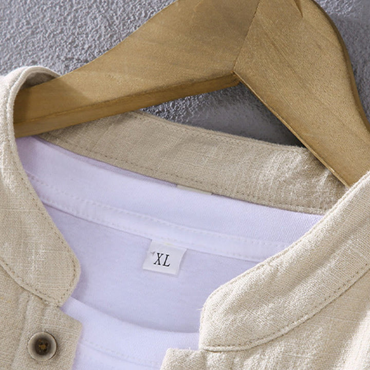Buddha Stones Herren-Jacke mit Stehkragen, langen Ärmeln, Thermo-Fleece-Futter, Ramie-Baumwolle, mit Taschen - image 6