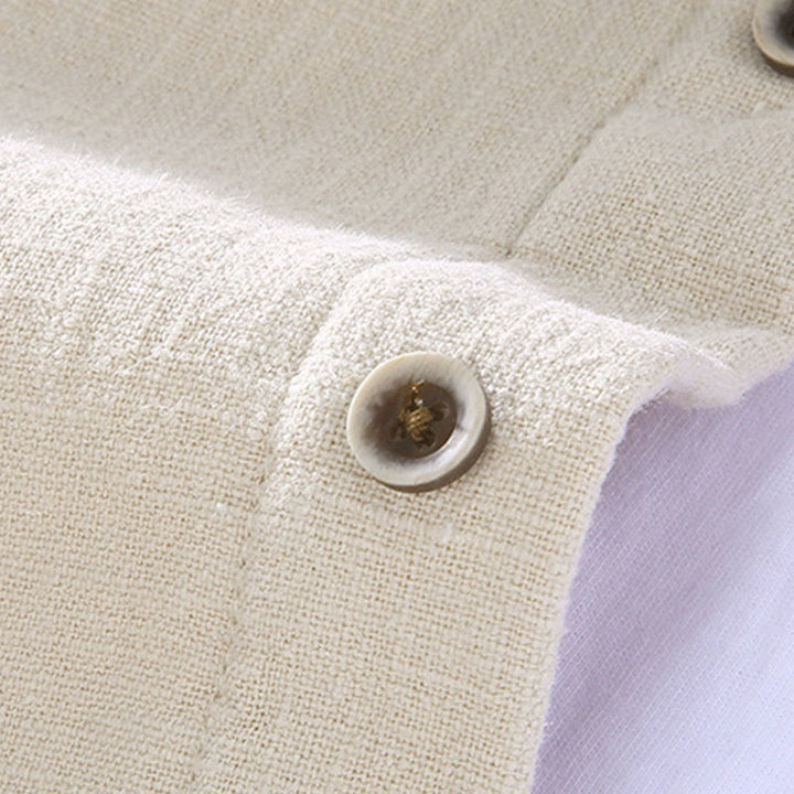 Buddha Stones Herren-Jacke mit Stehkragen, langen Ärmeln, Thermo-Fleece-Futter, Ramie-Baumwolle, mit Taschen - image 8