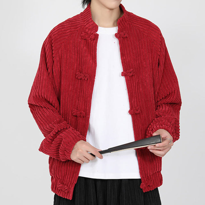 Buddha Stones Herrenjacke aus Baumwollcord mit chinesischen Knöpfen und Taschen, langärmelig - image 10