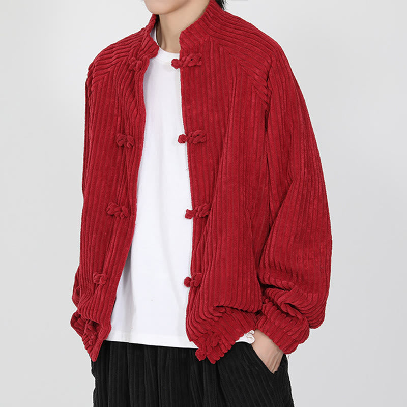 Buddha Stones Herrenjacke aus Baumwollcord mit chinesischen Knöpfen und Taschen, langärmelig - image 9