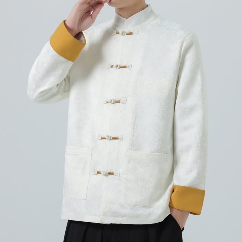 Buddha Stones Jacquard Froschknopf Langarm Herren Baumwolljacke Tang Anzug mit Taschen - image 15