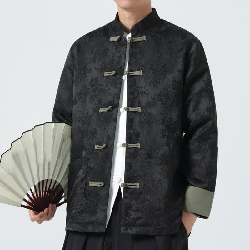 Buddha Stones Jacquard Froschknopf Langarm Herren Baumwolljacke Tang Anzug mit Taschen - image 8