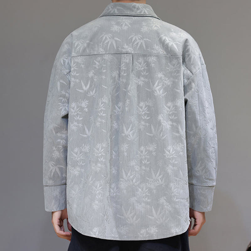 Buddha Stones Jacquard Blätter Muster Frosch-Knopf Langarm Herren Baumwolle Tang Anzug Jacke - image 11
