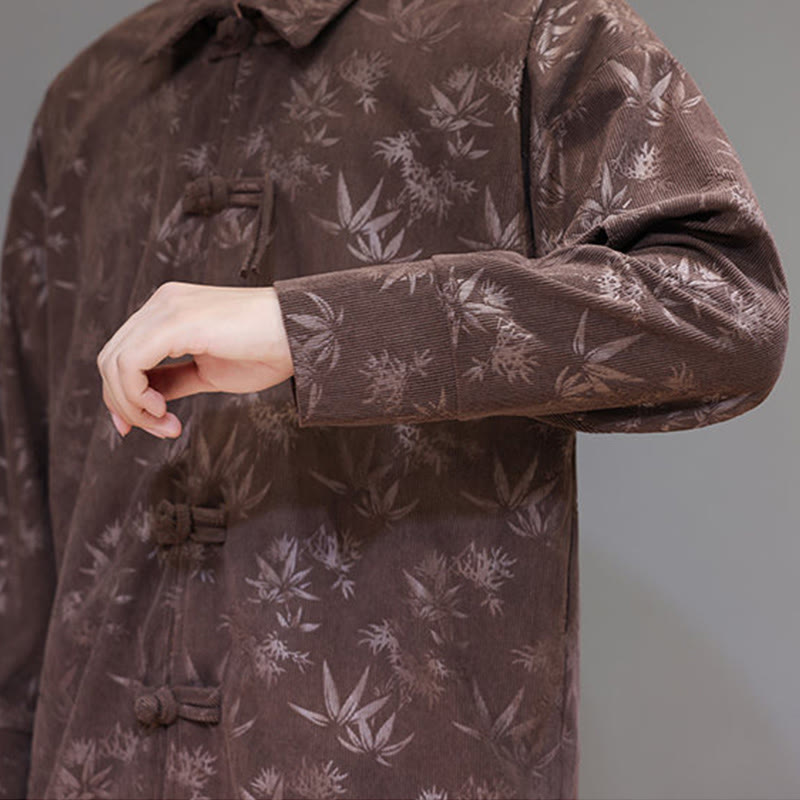 Buddha Stones Jacquard Blätter Muster Frosch-Knopf Langarm Herren Baumwolle Tang Anzug Jacke - image 36