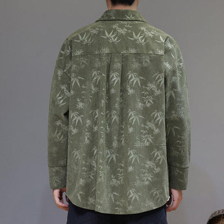 Buddha Stones Jacquard Blätter Muster Frosch-Knopf Langarm Herren Baumwolle Tang Anzug Jacke - image 20