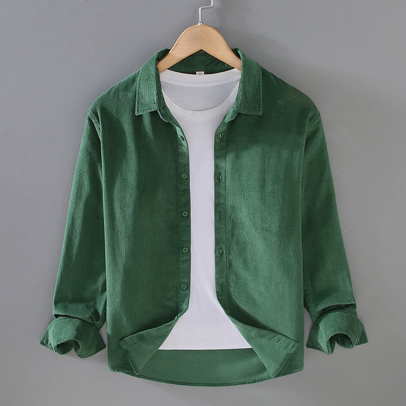 Buddha Stones Herren-Langarmhemd aus reiner Baumwolle mit einfarbigem Knopfdesign - Waldgrün - US/ UK/AU44，EU54 (4XL) - image 18