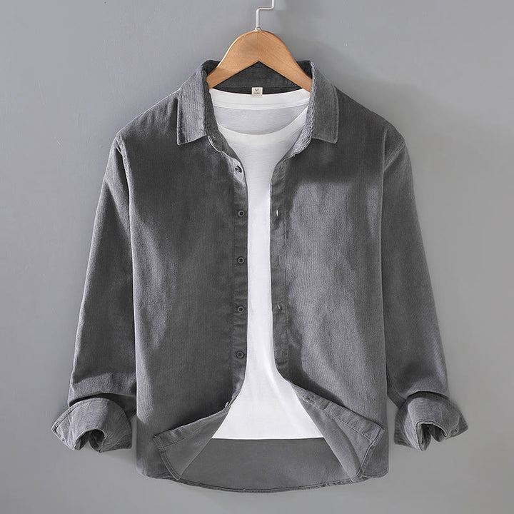 Buddha Stones Herren-Langarmhemd aus reiner Baumwolle mit einfarbigem Knopfdesign - Grau - US/ UK/AU44，EU54 (4XL) - image 19