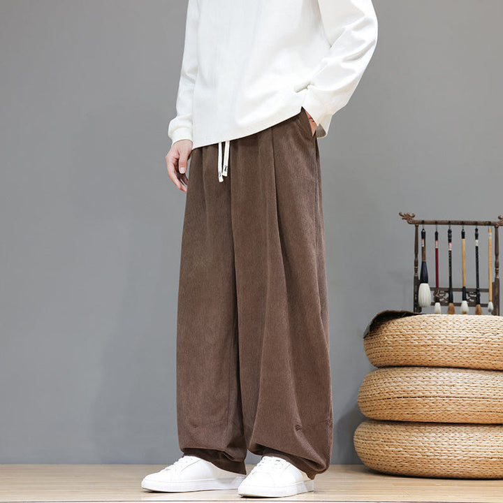 Buddha Stones Herren-Haremshose aus reinem Baumwollcord mit Taschen, einfarbig - image 2