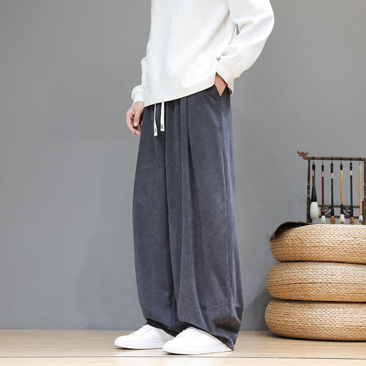 Buddha Stones Herren-Haremshose aus reinem Baumwollcord mit Taschen, einfarbig - image 13