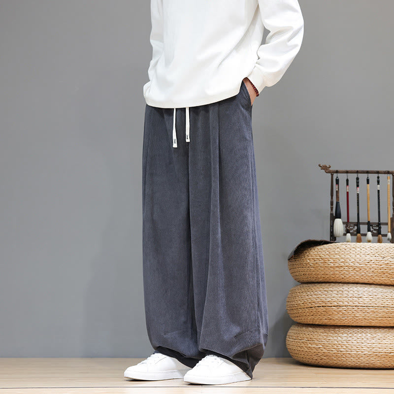 Buddha Stones Herren-Haremshose aus reinem Baumwollcord mit Taschen, einfarbig - image 14