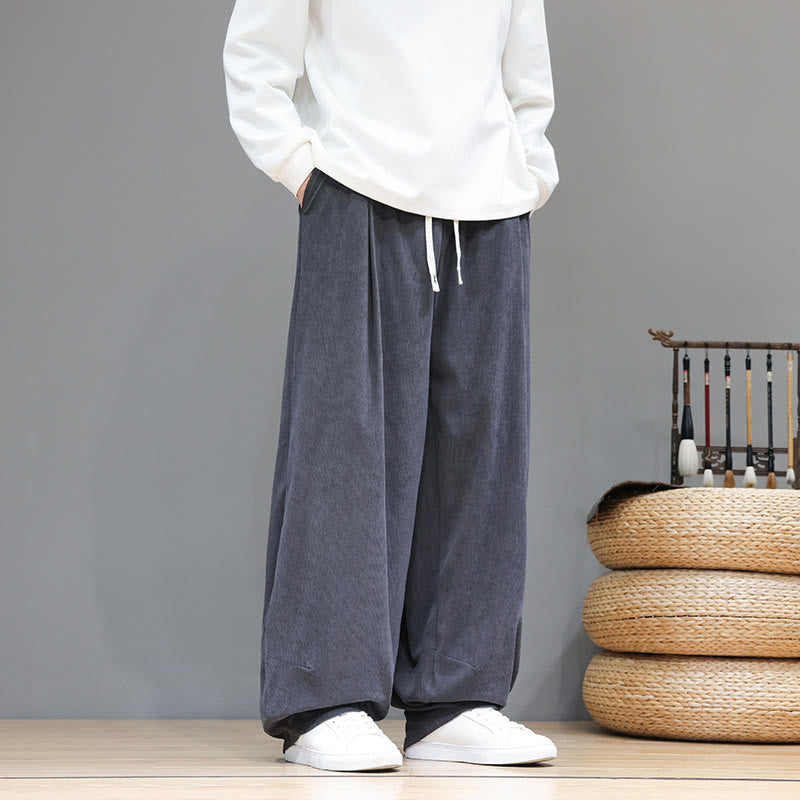 Buddha Stones Herren-Haremshose aus reinem Baumwollcord mit Taschen, einfarbig - image 17