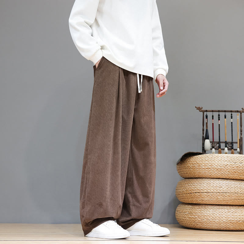 Buddha Stones Herren-Haremshose aus reinem Baumwollcord mit Taschen, einfarbig - image 5