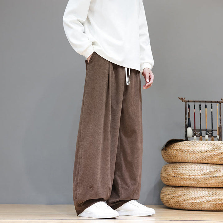 Buddha Stones Herren-Haremshose aus reinem Baumwollcord mit Taschen, einfarbig - image 5