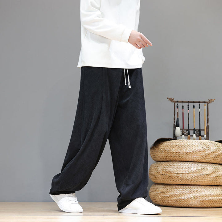 Buddha Stones Herren-Haremshose aus reinem Baumwollcord mit Taschen, einfarbig - image 25
