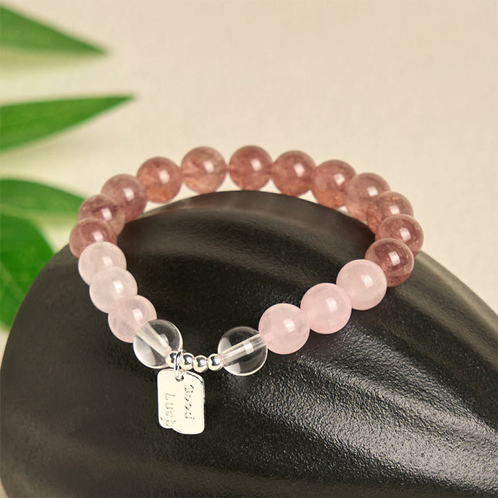 Buddha Stones Amethyst Rosenquarz Erdbeerquarz Glücksbringer Armband - image 14