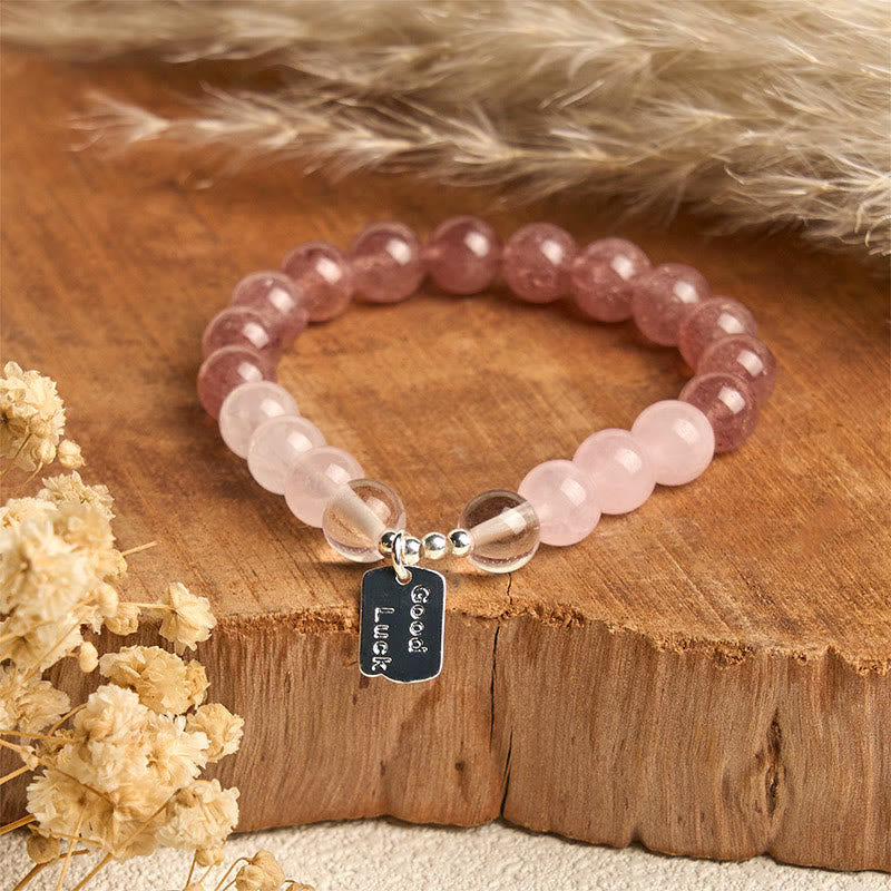 Buddha Stones Amethyst Rosenquarz Erdbeerquarz Glücksbringer Armband - image 13