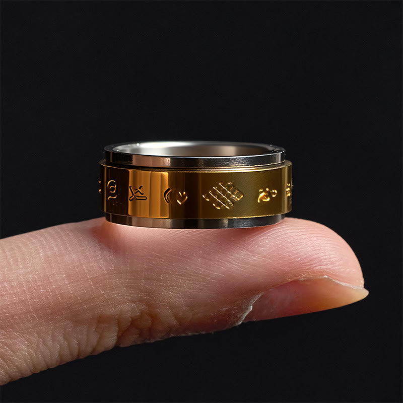 Buddha Stones, tibetische Schriften, Om Mani Padme Hum, Titanstahl, Spinner, Friedensring - image 3