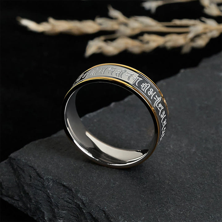 Buddha Stones, tibetische Schriften, Shurangama-Mantra, Titanstahl, Spinner-Balance-Ring - image 2