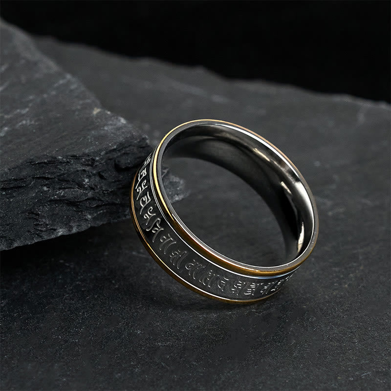 Buddha Stones, tibetische Schriften, Shurangama-Mantra, Titanstahl, Spinner-Balance-Ring - image 3