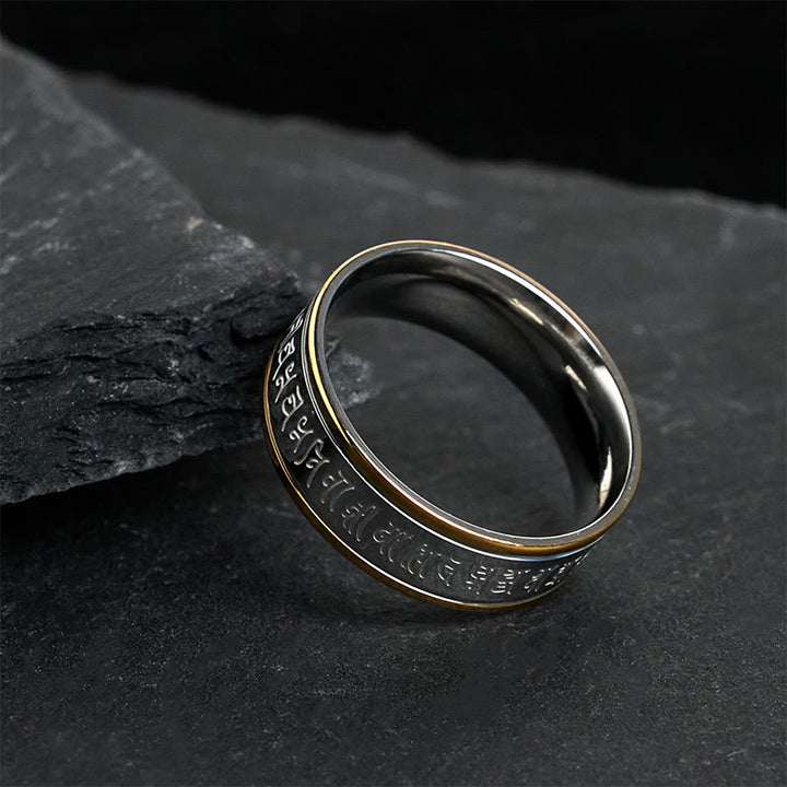 Buddha Stones, tibetische Schriften, Shurangama-Mantra, Titanstahl, Spinner-Balance-Ring - image 3