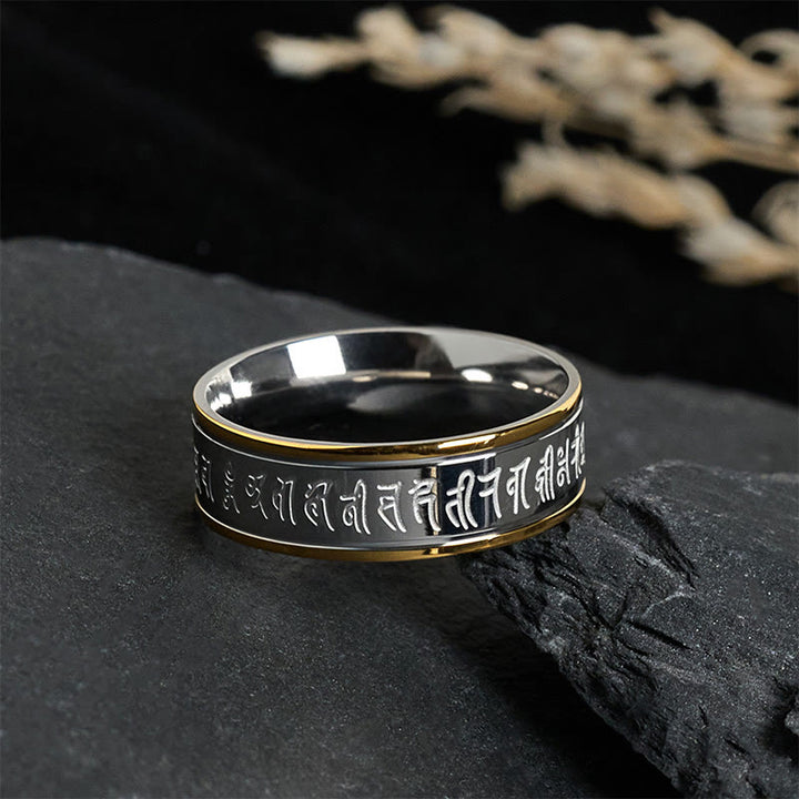 Buddha Stones, tibetische Schriften, Shurangama-Mantra, Titanstahl, Spinner-Balance-Ring - image 1