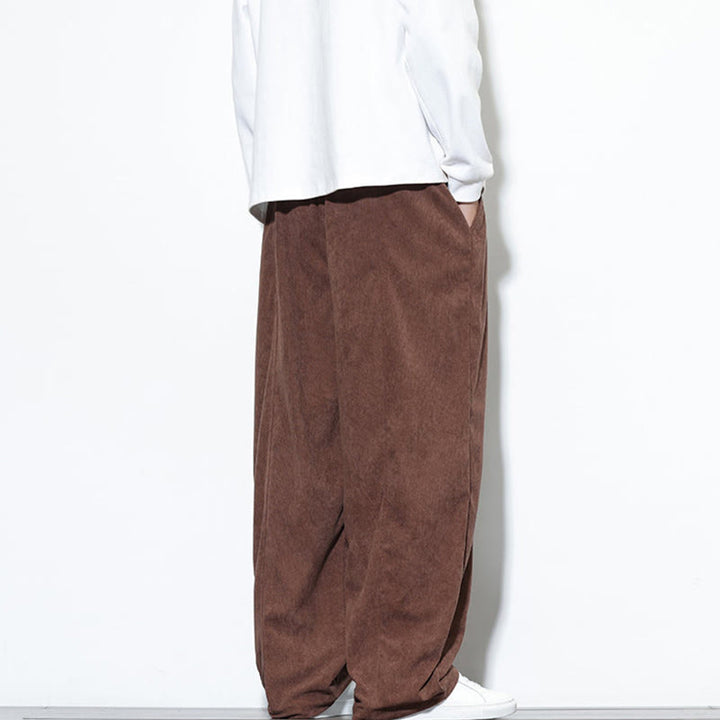 Buddha Stones Schlichte Herren-Haremshose aus reinem Cord mit Kordelzug und Taschen - image 37