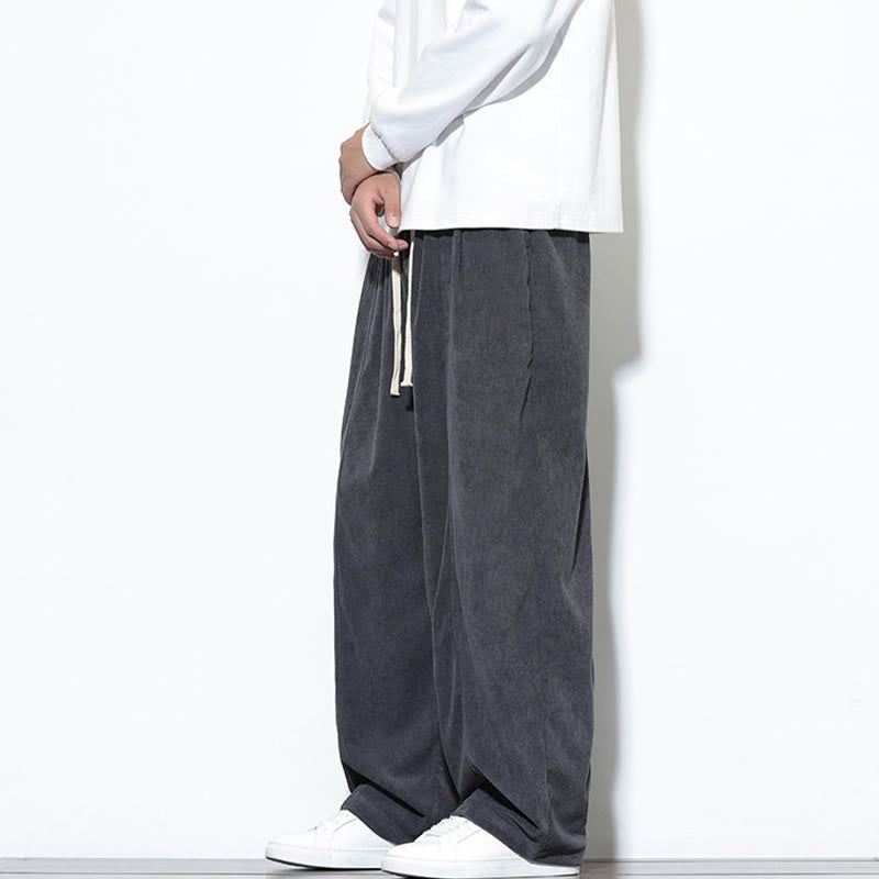 Buddha Stones Schlichte Herren-Haremshose aus reinem Cord mit Kordelzug und Taschen - image 11