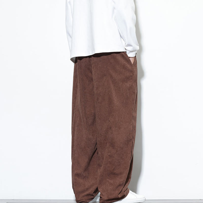 Buddha Stones Plain Kordelzug Reine Baumwolle Cord Herren Haremshose mit Taschen - image 37