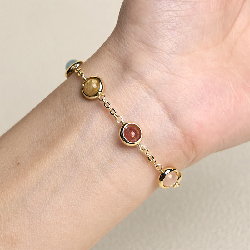 Buddha Stones Buntes Kristall-Amethyst-Erdbeerquarz-Balance-Armband - image 15