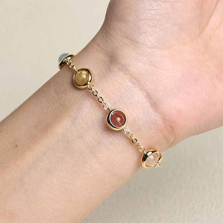 Buddha Stones Buntes Kristall-Amethyst-Erdbeerquarz-Balance-Armband - image 15