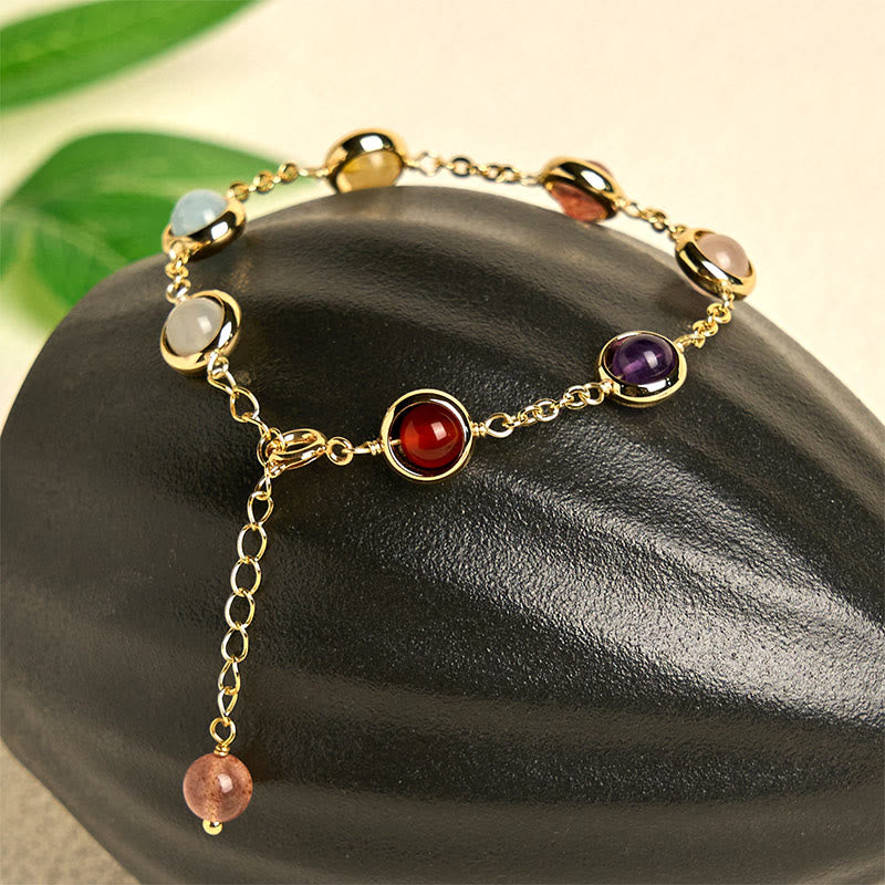 Buddha Stones Buntes Kristall-Amethyst-Erdbeerquarz-Balance-Armband - image 1