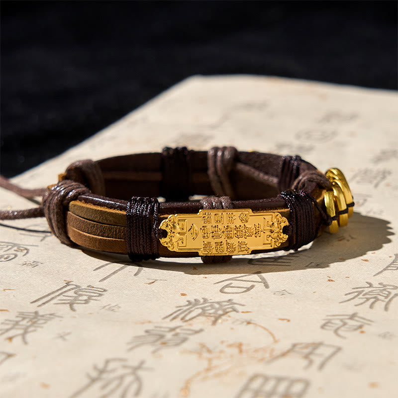 Buddha Stones ​​Fünf-Kaiser-Münzen Pi Xiu Reichtum Leder Seil Armband  - image 3