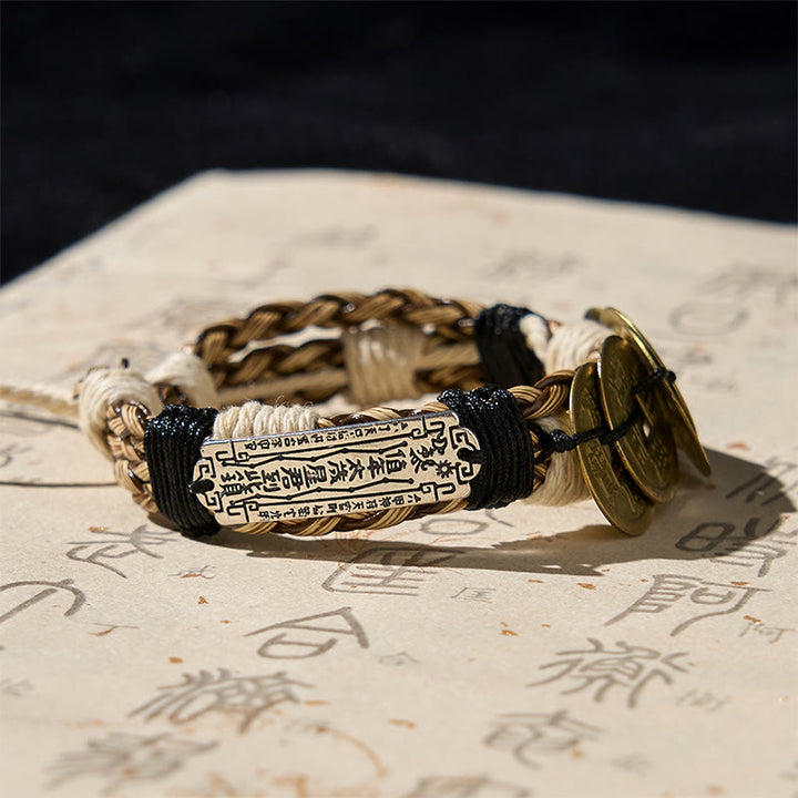 Buddha Stones ​​Fünf-Kaiser-Münzen Amulett Schutzseil Armband  - image 4