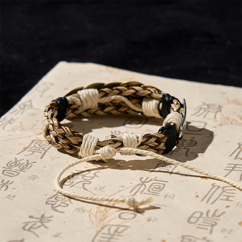 Buddha Stones ​​Fünf-Kaiser-Münzen Amulett Schutzseil Armband  - image 3