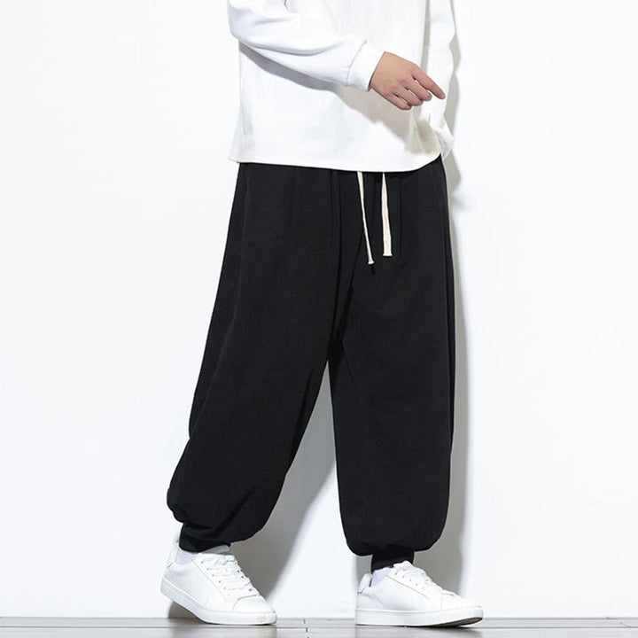 Buddha Stones Fall Plain Drawstring Simple Design Herren Haremshose aus Baumwollcord mit Taschen - image 26